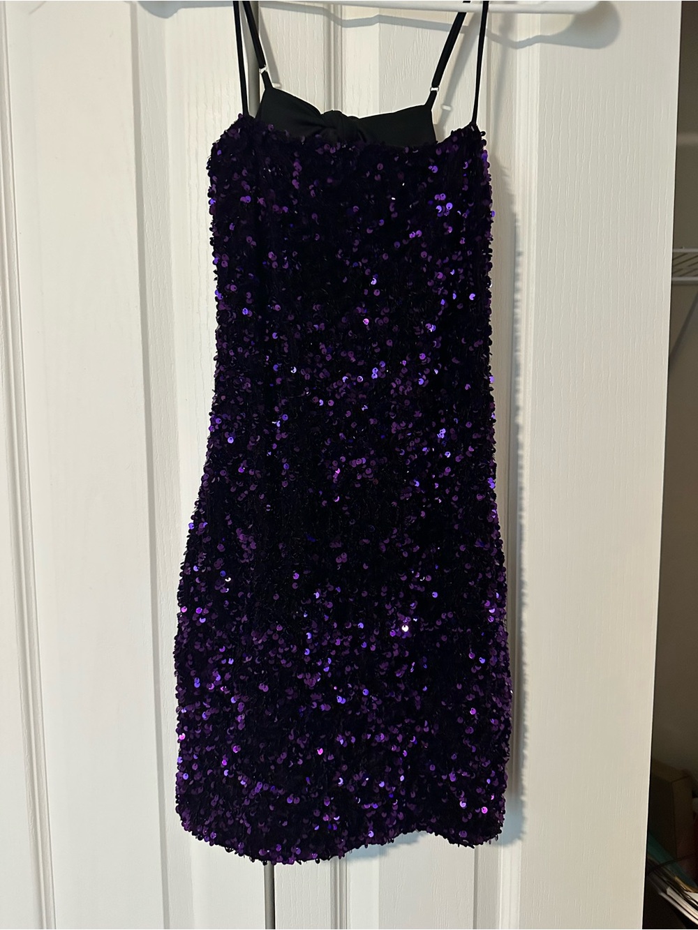 Purple Sequin Spaghetti-Strap Party Dress size small
